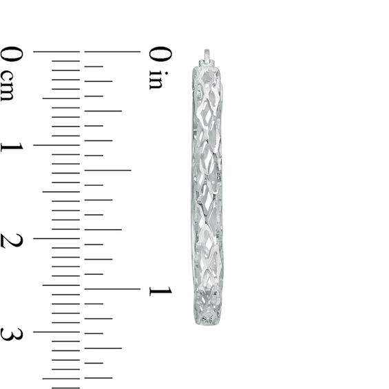 18mm Diamond-Cut Oval Hoop Earrings in Sterling Silver