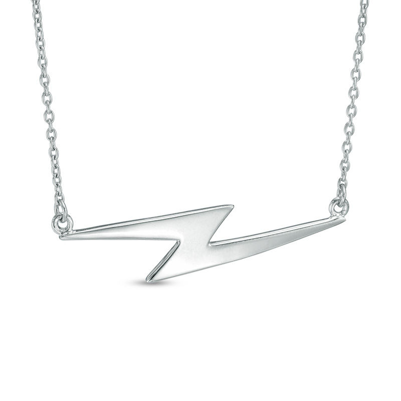 Sideways Lightning Bolt Necklace In Sterling Silver Sideways Lightning Bolt Necklace In Sterling Silver