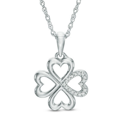 Diamond Accent Heart-Shaped Four Leaf 