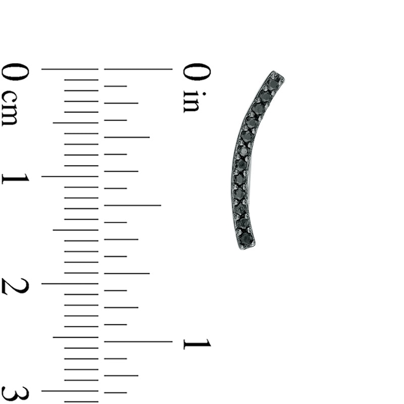 Main Image 2 of 1/6 CT. T.W. Black Diamond Curved Bar Crawler Earrings in Sterling Silver