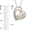 Thumbnail Image 1 of 1/10 CT. T.W. Diamond "MOM" Tilted Double Heart Pendant in Sterling Silver and 10K Rose Gold