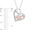 Thumbnail Image 2 of 1/10 CT. T.W. Diamond "MOM" Tilted Double Heart Pendant in Sterling Silver and 10K Rose Gold