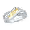 Thumbnail Image 0 of Diamond Accent "MOM" Crossover Ring in Sterling Silver and 10K Gold