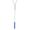 Thumbnail Image 0 of Lab-Created Blue and White Sapphire Double Bar Lariat-Style Necklace in Sterling Silver