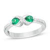 Thumbnail Image 0 of Lab-Created Emerald and Diamond Accent Infinity Ring in Sterling Silver