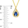 Thumbnail Image 2 of Pear-Shaped Lab-Created Blue and White Sapphire Pendant and Stud Earrings Set in Sterling Silver with 14K Gold Plate