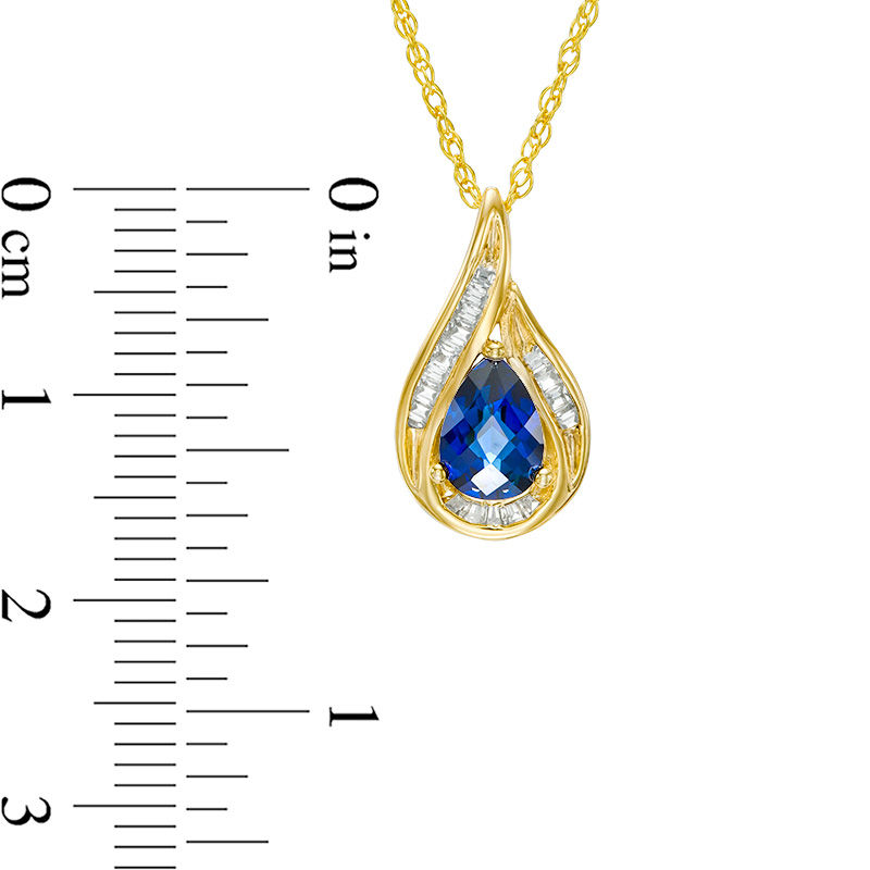 Main Image 2 of Pear-Shaped Lab-Created Blue and White Sapphire Pendant and Stud Earrings Set in Sterling Silver with 14K Gold Plate