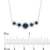 Thumbnail Image 2 of Lab-Created Ceylon and White Sapphire Framed Five Stone Necklace in Sterling Silver