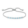 Thumbnail Image 0 of Swiss Blue Topaz and Lab-Created White Sapphire Bolo Bracelet in Sterling Silver - 8.5"