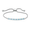 Thumbnail Image 1 of Swiss Blue Topaz and Lab-Created White Sapphire Bolo Bracelet in Sterling Silver - 8.5"