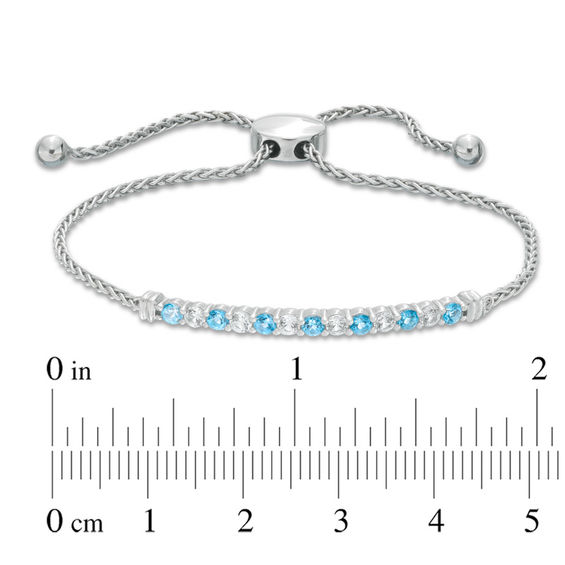 Swiss Blue Topaz and Lab-Created White Sapphire Bolo Bracelet in Sterling Silver - 8.5"