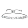 Thumbnail Image 1 of Oval Lab-Created Opal and Diamond Accent "XO" Bolo Bracelet in Sterling Silver - 9.5"