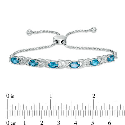 Oval Swiss Blue Topaz and Diamond Accent 