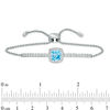 Thumbnail Image 1 of 7.0mm Cushion-Cut Swiss Blue Topaz and Lab-Created White Sapphire Frame Bolo Bracelet in Sterling Silver - 9.0"