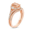 Thumbnail Image 2 of Oval Morganite and 1/2 CT. T.W. Diamond Split Shank Bridal Set in 14K Rose Gold