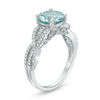 Thumbnail Image 2 of 8.0mm Aquamarine and 1/5 CT. T.W. Diamond Twist Shank Ring in 14K White Gold
