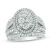 Thumbnail Image 1 of 3 CT. T.W. Quad Diamond Oval Frame Multi-Row Vintage-Style Engagement Ring in 14K White Gold