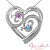 Thumbnail Image 3 of Open Hearts Waves by Jane Seymour™ Birthstone and Diamond Accent Pendant in Sterling Silver (2 Stones and Names)