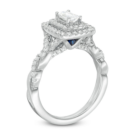 Vera Wang Love Collection 1 CT. T.w. Emerald-Cut Diamond Twist Shank Engagement Ring in 14K White Gold
