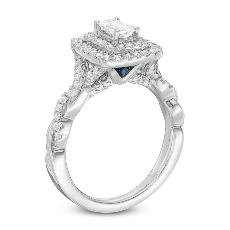 Vera Wang Love Collection 1 CT. T.W. Emerald-Cut Diamond Twist Shank Engagement Ring in 14K White Gold