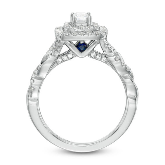 Vera Wang Love Collection 1 CT. T.w. Emerald-Cut Diamond Twist Shank Engagement Ring in 14K White Gold