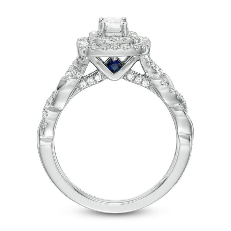 Vera Wang Love Collection 1 CT. T.W. Emerald-Cut Diamond Twist Shank Engagement Ring in 14K White Gold