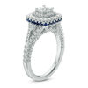 Thumbnail Image 1 of Vera Wang Love Collection 1-1/3 CT. T.W. Princess-Cut Diamond and Sapphire Frame Engagement Ring in 14K White Gold