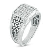 Thumbnail Image 2 of 1/2 CT. T.W. Composite Diamond Square Brick-Pattern Shank Signet Ring in 10K White Gold
