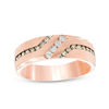 Thumbnail Image 0 of Men's 3/8 CT. T.W. Champagne and White Diamond Slant Anniversary Band in 10K Rose Gold