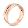 Thumbnail Image 1 of Men's 3/8 CT. T.W. Champagne and White Diamond Slant Anniversary Band in 10K Rose Gold