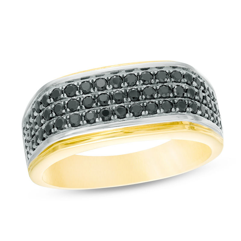 Men's 1 CT. T.W. Black Diamond Ring in 10K Two-Tone Gold