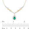 Thumbnail Image 2 of Pear-Shaped Lab-Created Emerald and White Sapphire Cascading Chevron Necklace in 10K Gold