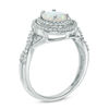 Thumbnail Image 2 of Oval Lab-Created Opal and White Sapphire Double Frame Ring in Sterling Silver