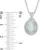Thumbnail Image 2 of Oval Lab-Created Opal and White Sapphire Double Frame Pendant in Sterling Silver