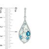 Thumbnail Image 2 of Multi-Shaped Swiss Blue Topaz, Lab-Created Opal and White Sapphire Teardrop Earrings in Sterling Silver