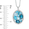 Thumbnail Image 2 of Multi-Shaped Blue Topaz and Lab-Created White Sapphire Frame Oval Cluster Pendant in Sterling Silver