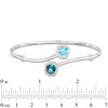 Thumbnail Image 2 of 7.0mm London and Swiss Blue Topaz with Lab-Created White Sapphire Frame Bypass Bangle in Sterling Silver - 7.5"