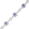 Thumbnail Image 1 of 5.0mm Cushion-Cut Amethyst Beaded Frame Bracelet in Sterling Silver - 7.25"