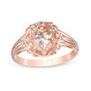 Thumbnail Image 1 of Oval Morganite and Diamond Accent Scroll Frame Ring in 10K Rose Gold