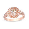 Thumbnail Image 0 of Oval Morganite and Diamond Accent Scroll Frame Ring in 10K Rose Gold