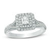 Thumbnail Image 0 of Vera Wang Love Collection 5/8 CT. T.W. Princess-Cut Diamond Double Frame Engagement Ring in 14K White Gold