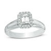 Thumbnail Image 0 of Vera Wang Love Collection 3/4 CT. T.W. Emerald-Cut Diamond Rectangle Frame Engagement Ring in 14K White Gold