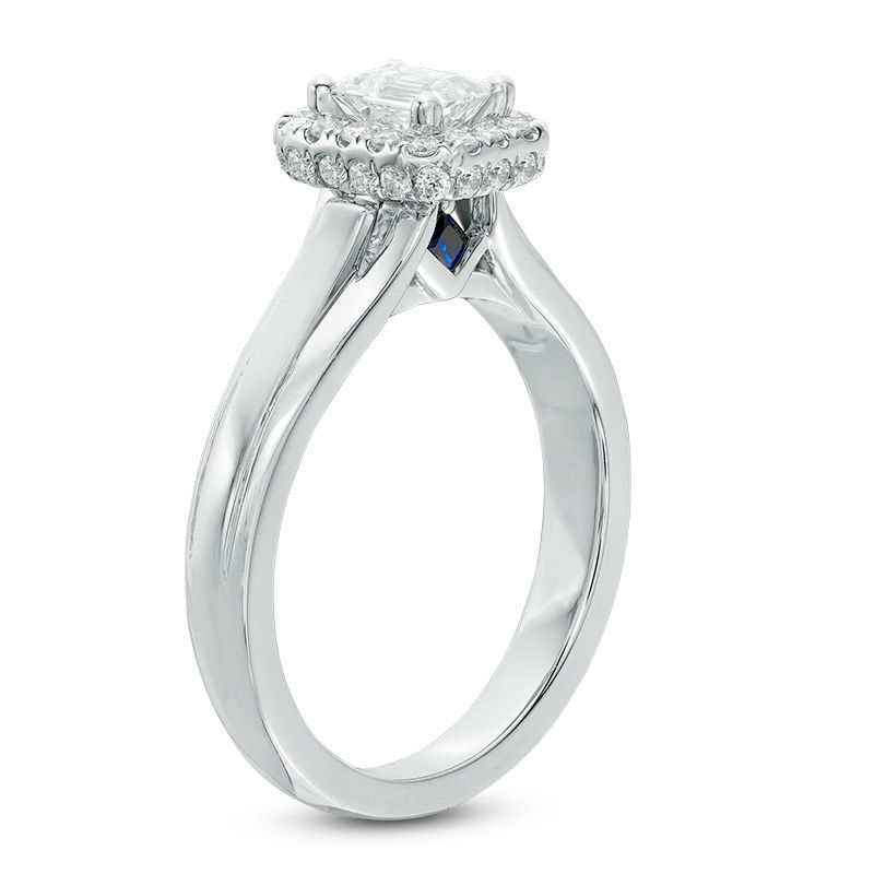 Main Image 2 of Vera Wang Love Collection 3/4 CT. T.W. Emerald-Cut Diamond Rectangle Frame Engagement Ring in 14K White Gold