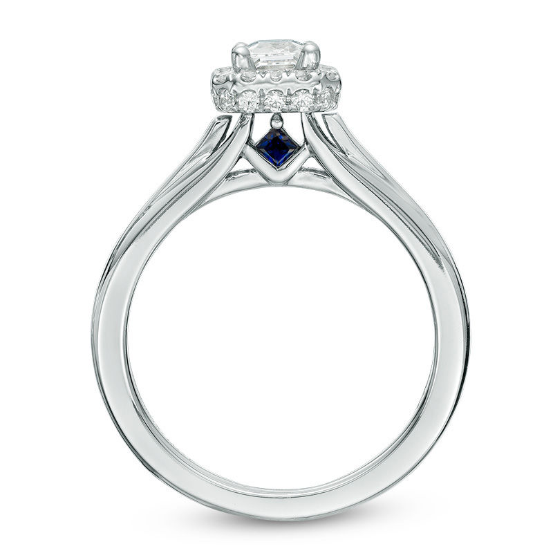 Vera Wang Love Collection 3/4 CT. T.W. Emerald-Cut Diamond Rectangle Frame Engagement Ring in 14K White Gold