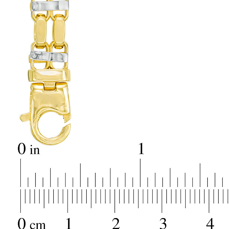 Men's 8.4mm Double Row Link Bracelet in 10K Two-Tone Gold - 8.5"