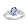 Thumbnail Image 1 of Oval Tanzanite and 1/5 CT. T.W. Diamond Frame Ring in 10K White Gold