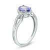 Thumbnail Image 2 of Oval Tanzanite and 1/5 CT. T.W. Diamond Frame Ring in 10K White Gold