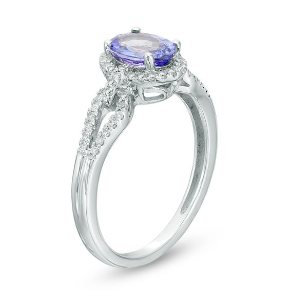 Oval Tanzanite and 1/5 CT. T.w. Diamond Frame Ring in 10K White Gold