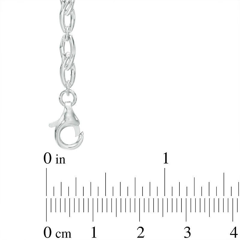 Main Image 2 of Oval Lab-Created Ceylon Sapphire and Diamond Accent Starburst Frame Link Bracelet in Sterling Silver - 7.5"