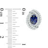 Thumbnail Image 1 of Oval Lab-Created Blue and White Sapphire Double Swirl Frame Stud Earrings in Sterling Silver